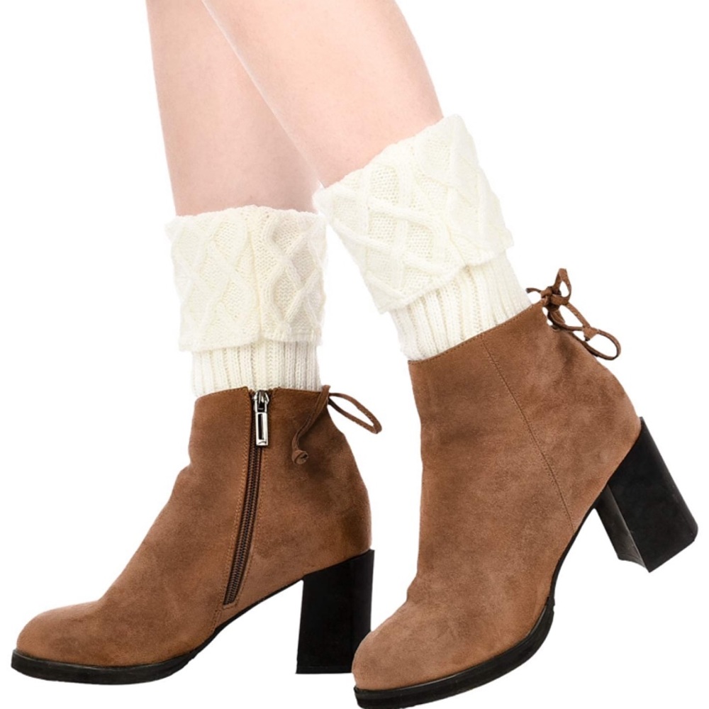 💥 SALE Basketweave Crochet Knit Boot Cuffs Leg Warmers - Picture 2 of 2